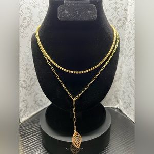 20” Necklace with leaf pendant and chain extender. Handmade by Mua.
